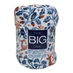 The Big One Oversized Plush Throw Blanket 5ft X 6ft Watercolor Deer Blue Brown